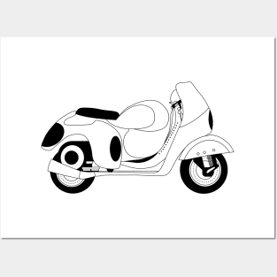 Vespa Corsa "Alloy Frame" Black Outline Posters and Art